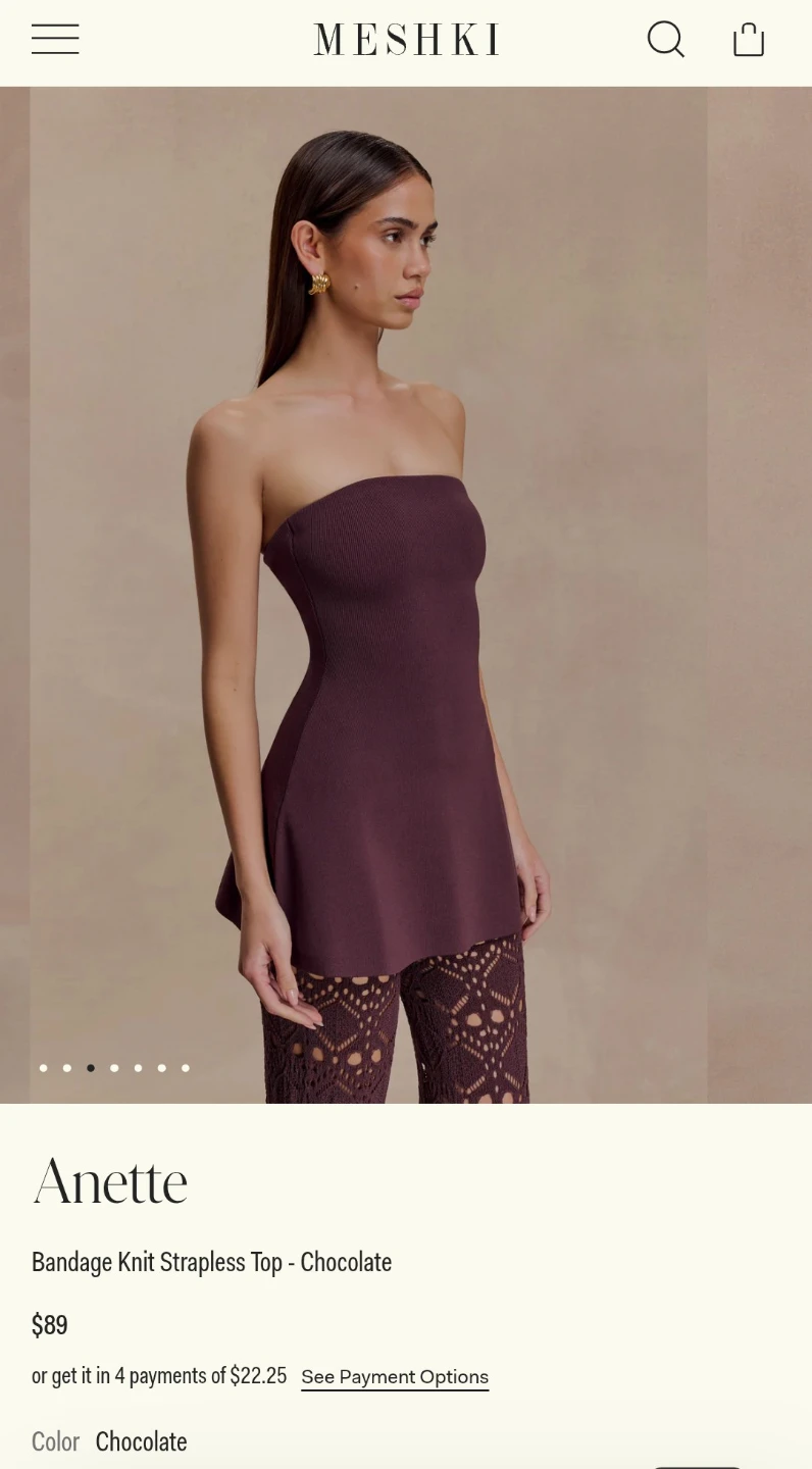 MESH KI Anette Bandage Knit Strapless Top - Chocolate - photo 2