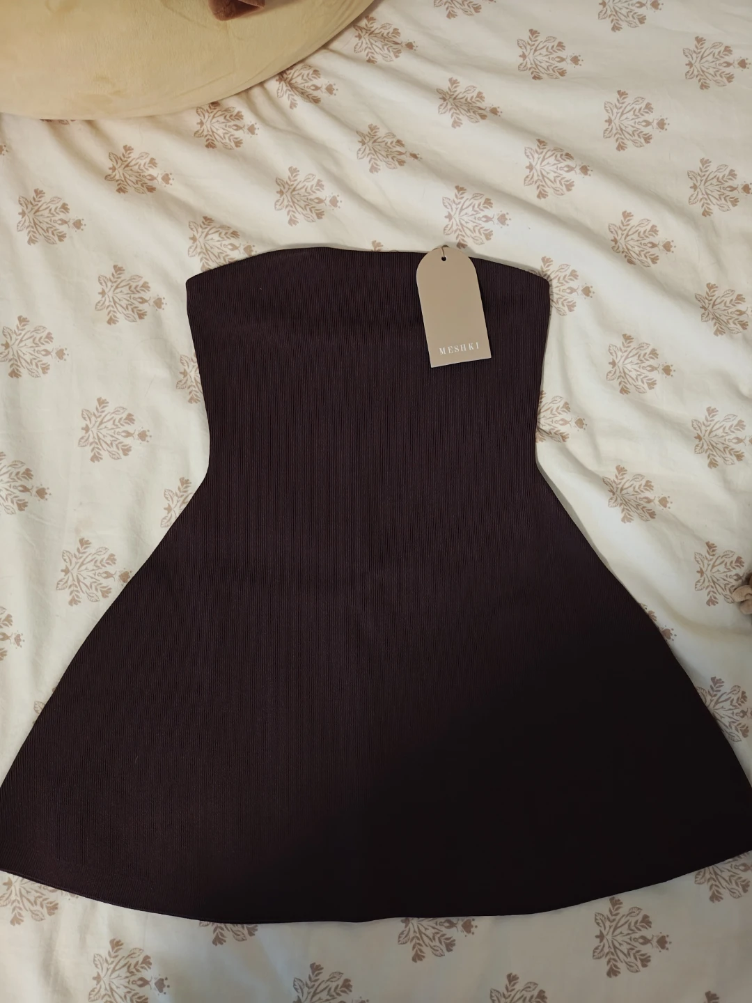 MESH KI Anette Bandage Knit Strapless Top - Chocolate - photo 3