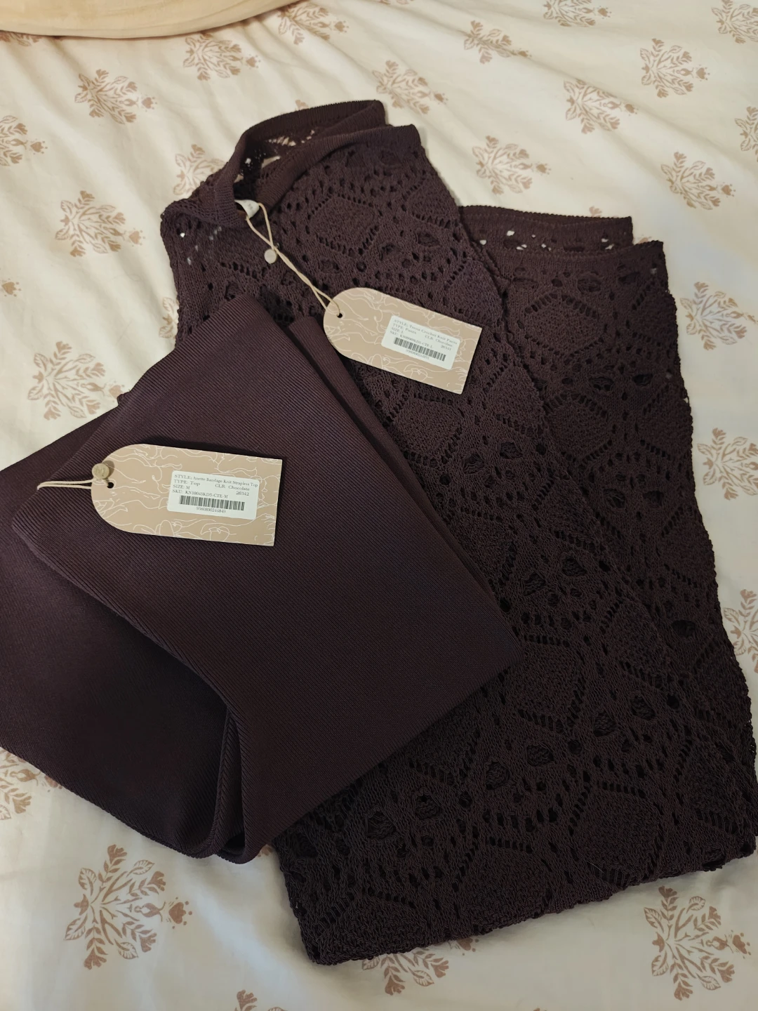 MESH KI Anette Bandage Knit Strapless Top - Chocolate - photo 4