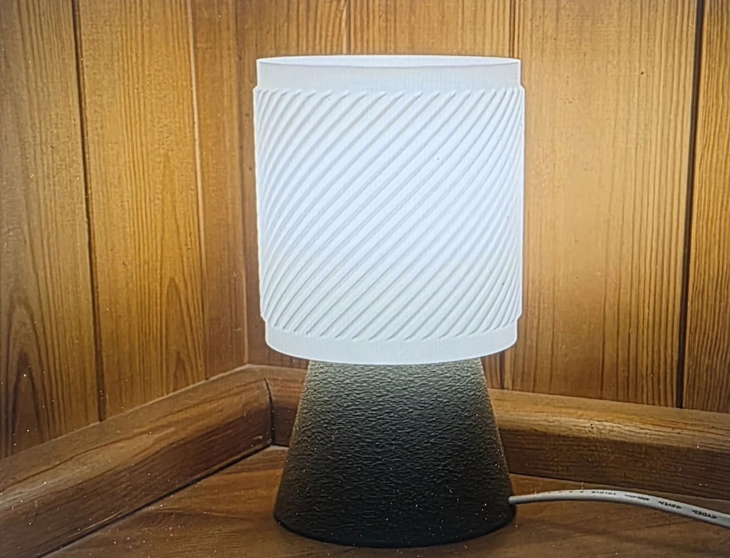 White Cylindrical Accent Lamp with Green Base - photo 2