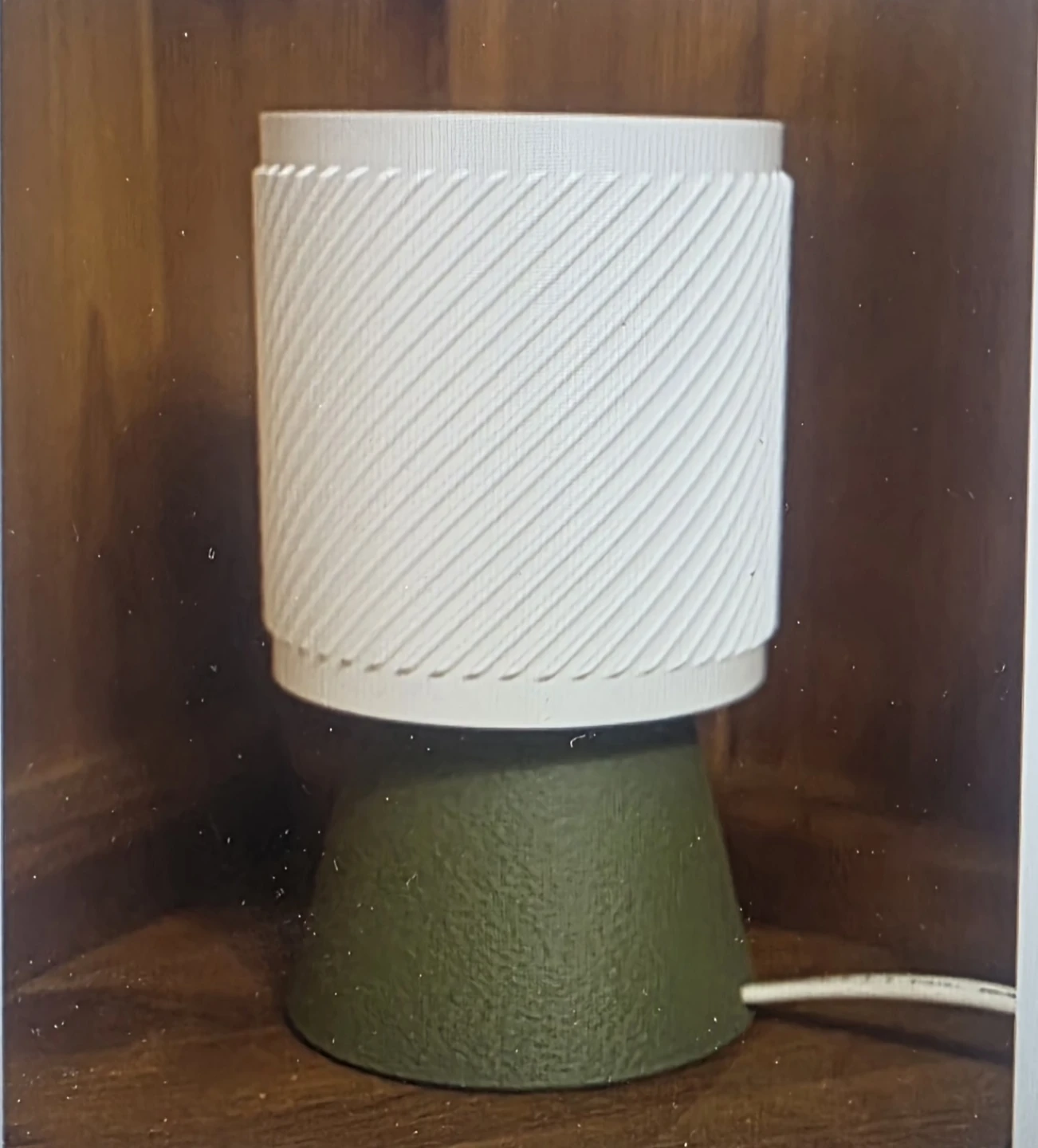 White Cylindrical Accent Lamp with Green Base - photo 3