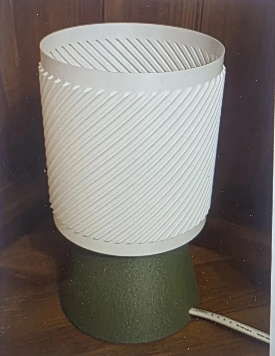 White Cylindrical Accent Lamp with Green Base - photo 4