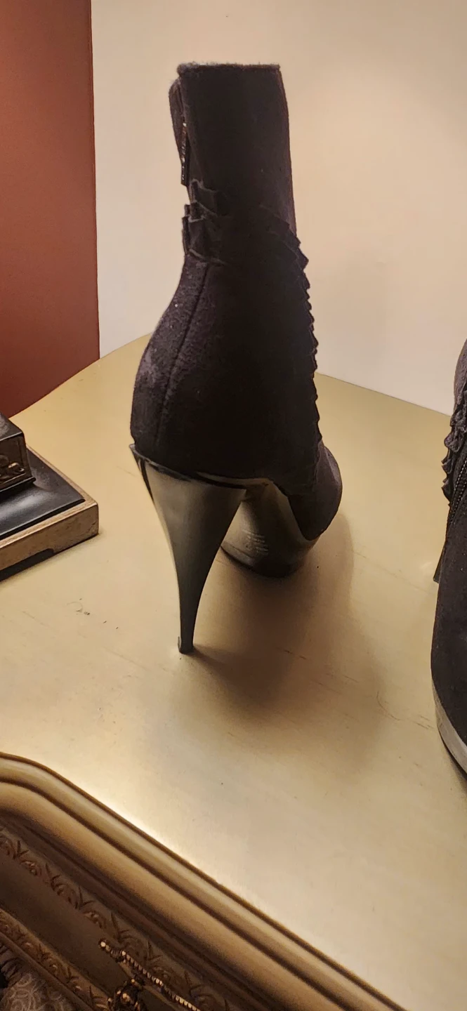 Black Peep-Toe Stiletto Booties