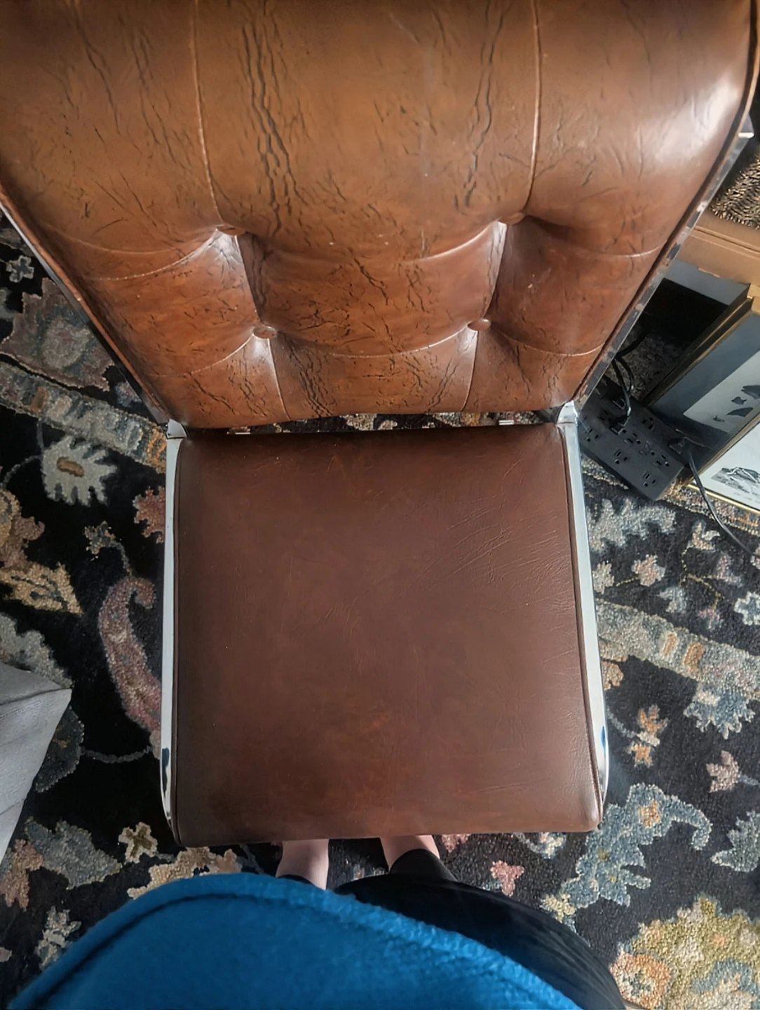 set of 5 pristine Chrome and vinyl cantilever chairs vintage - photo 3