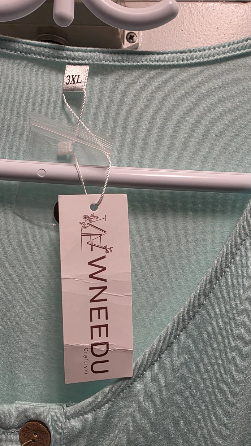 WNEEDU Women's Sleeveless Button-Down Dress - Light Blue - 3XL - photo 4