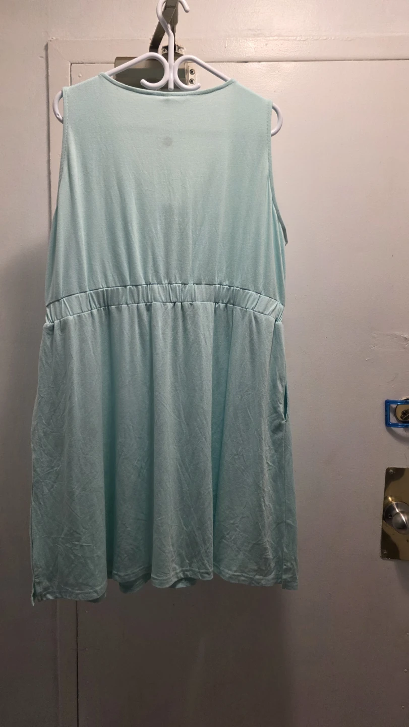 WNEEDU Women's Sleeveless Button-Down Dress - Light Blue - 3XL - photo 5