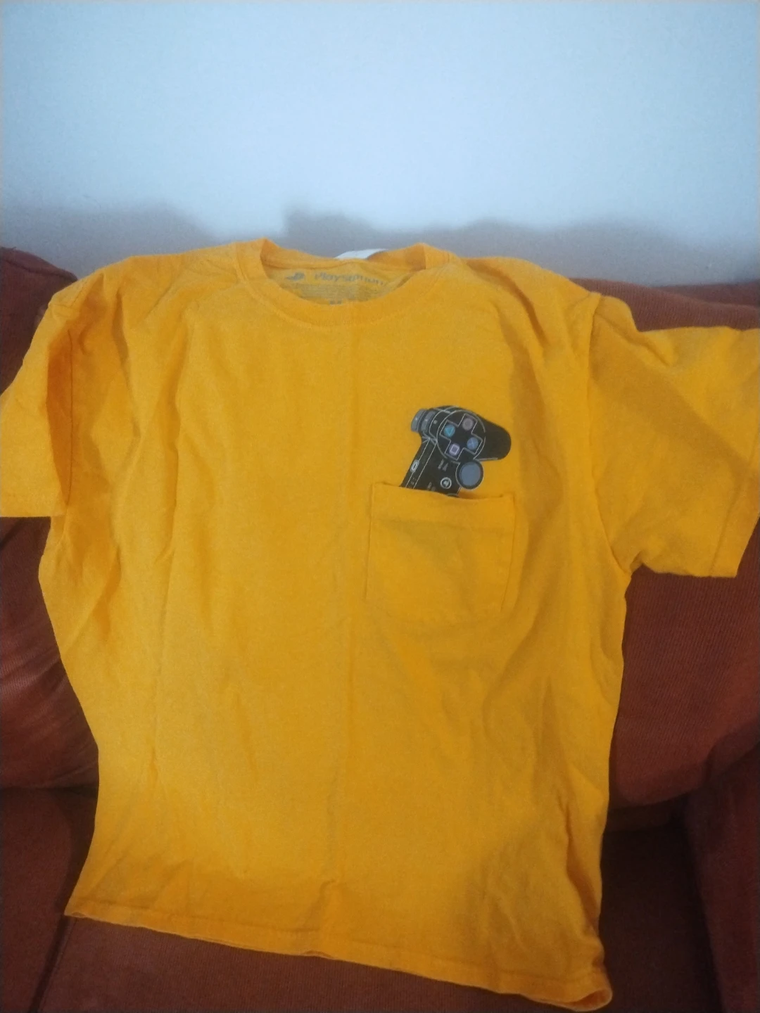 Yellow T-Shirt with PlayStation Controller Graphic size M