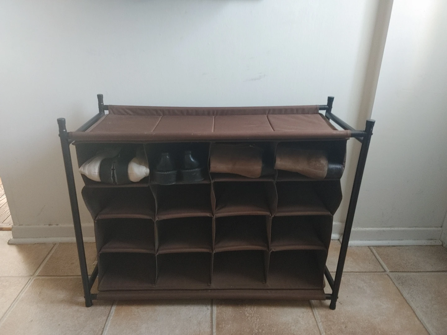 16-Cube Brown Fabric Shoe Rack Organizer - photo 2