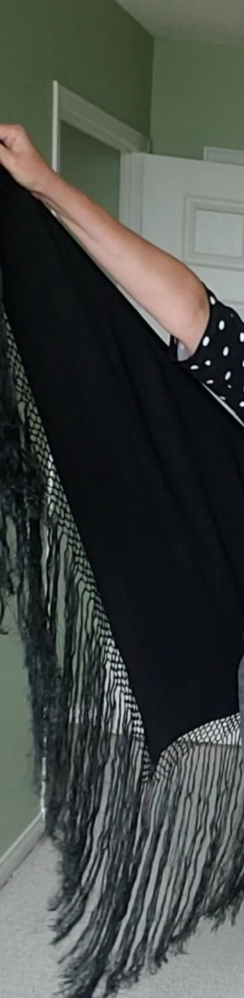 Black Velvet Shawl with Fringe - photo 3