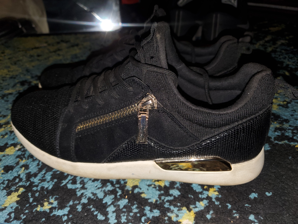 Aldo Black Fashion Sneakers with Gold Zipper Accent
