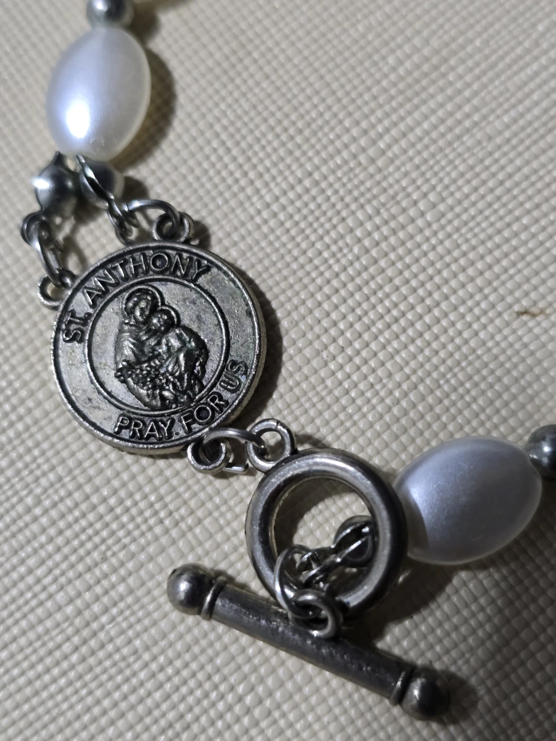 Pearlized Bead Bracelet with St. Anthony Charm - photo 3