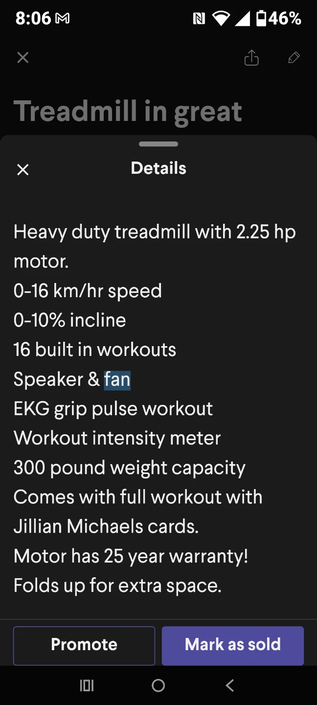 Reebok Treadmill - photo 2