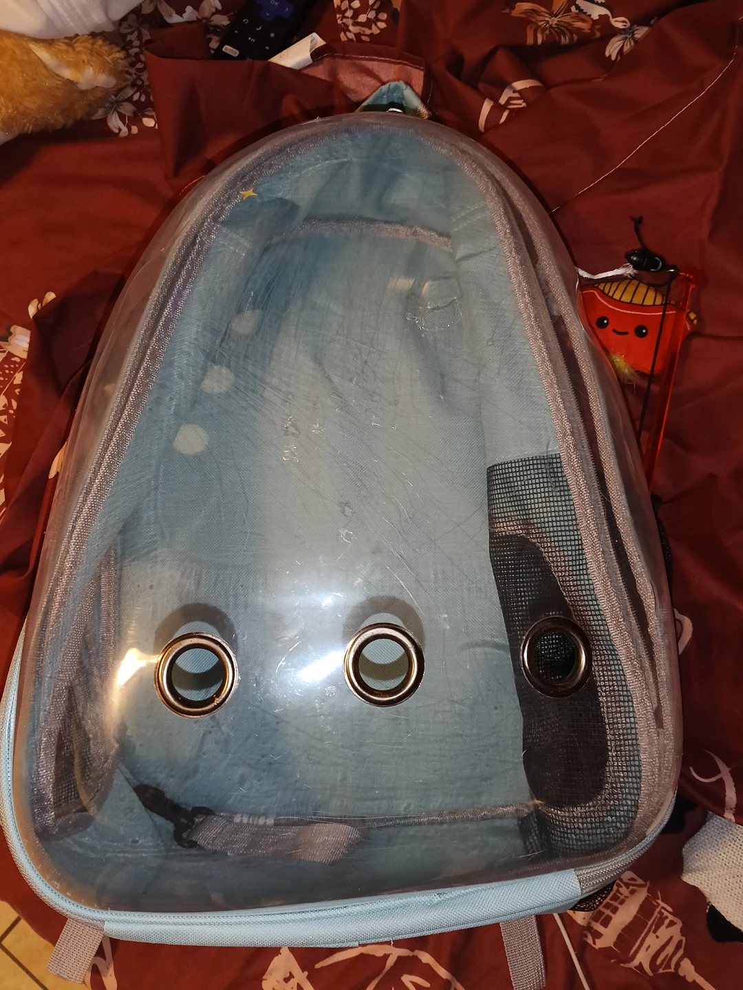 Light Blue Pet Carrier Backpack with Clear Dome