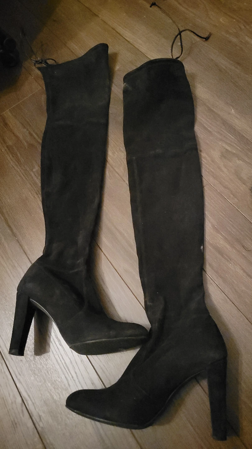 Stuart Weitzman Black Suede Over-the-Knee Boots