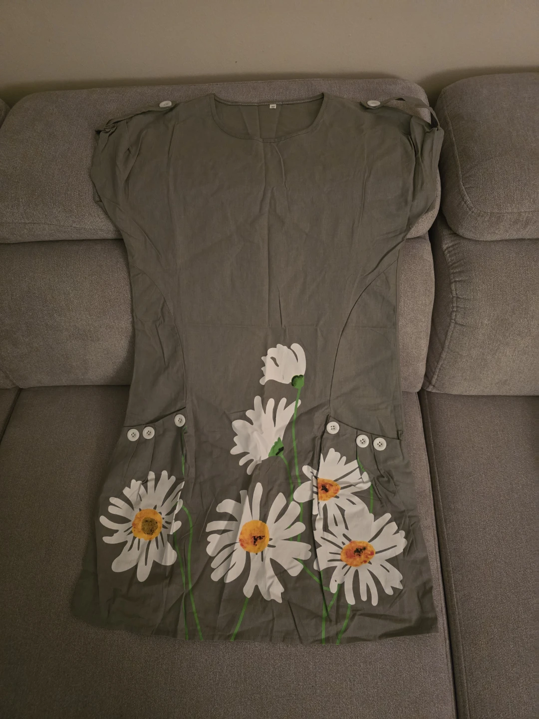Grey Daisy Print Dress Size Medium