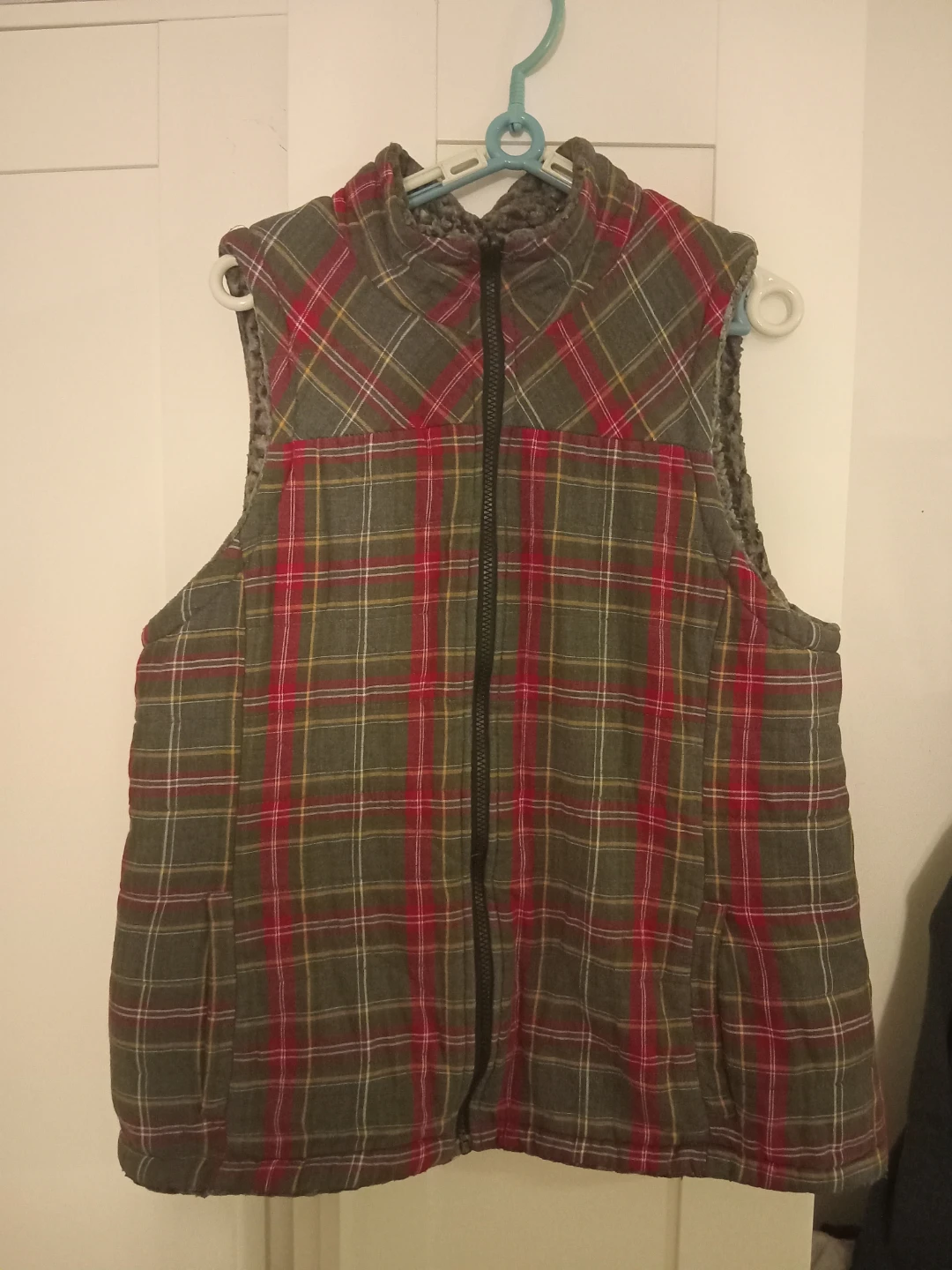Plaid Sherpa Lined Vest