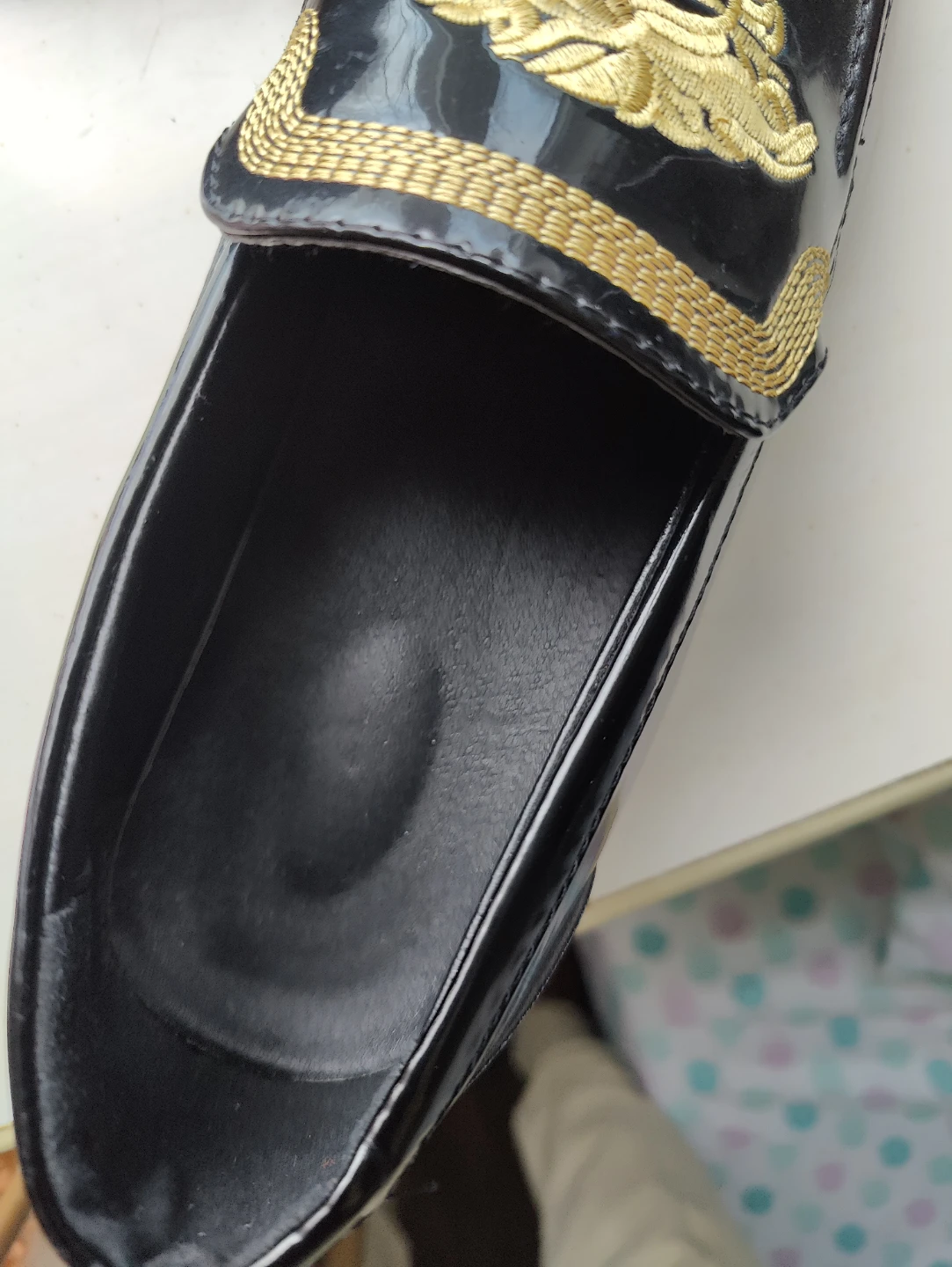 Black Loafers with Gold Medusa Embroidery - photo 3