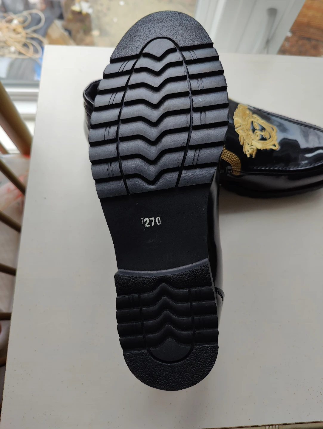 Black Loafers with Gold Medusa Embroidery - photo 4