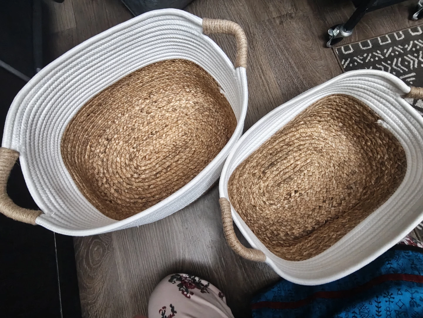 Set of 3 Woven Rope Baskets with Handles - photo 4