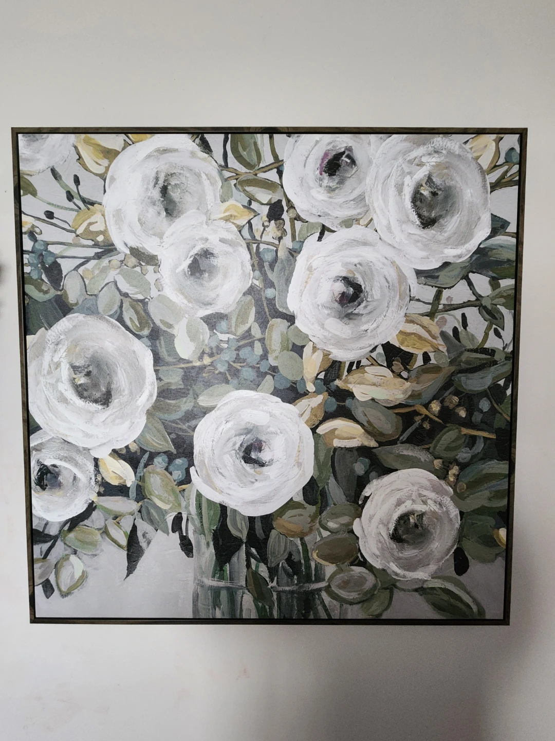 Floral Canvas Wall Art - White Roses