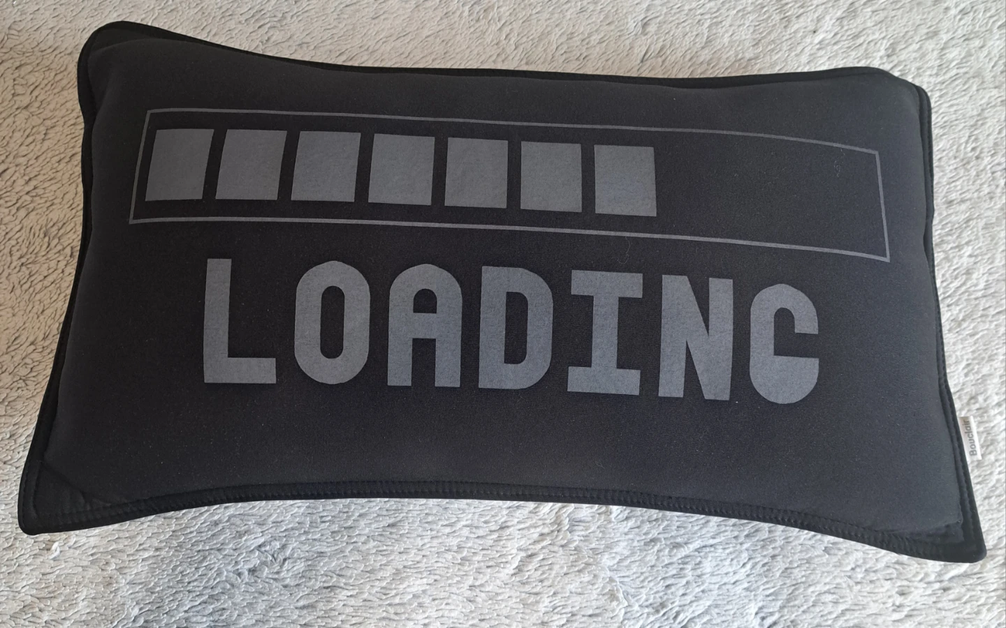 Bouclair Black Rectangular Throw Pillow - Loading Bar Design