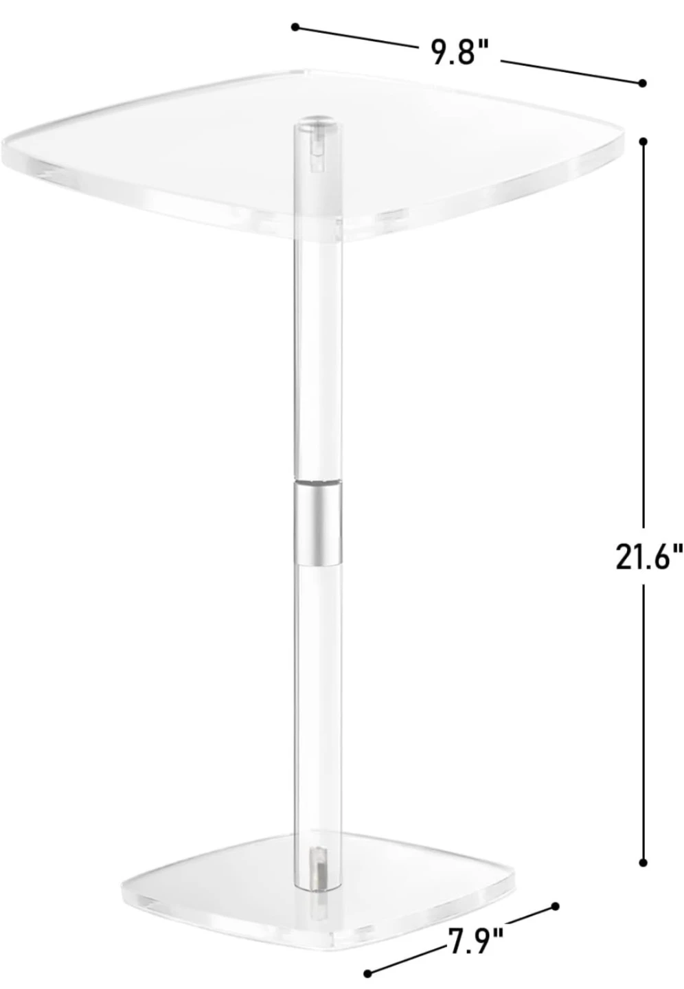 Square Clear Acrylic Drink Side Table, 10"x10"x21.6" - photo 2