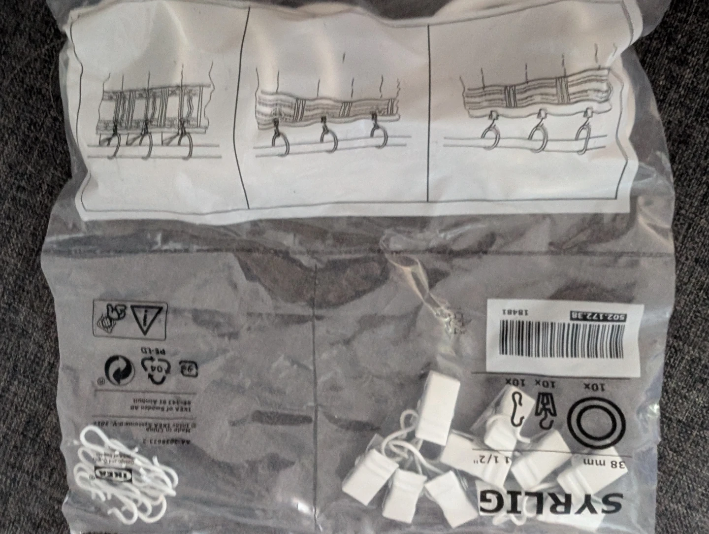 IKEA SYRLIG Curtain Rings and Hooks Set