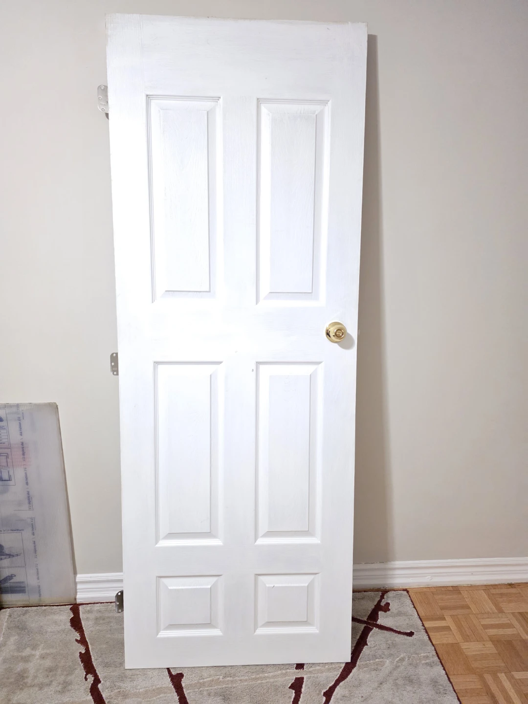 White 4-Panel Interior Door with Gold Knob
