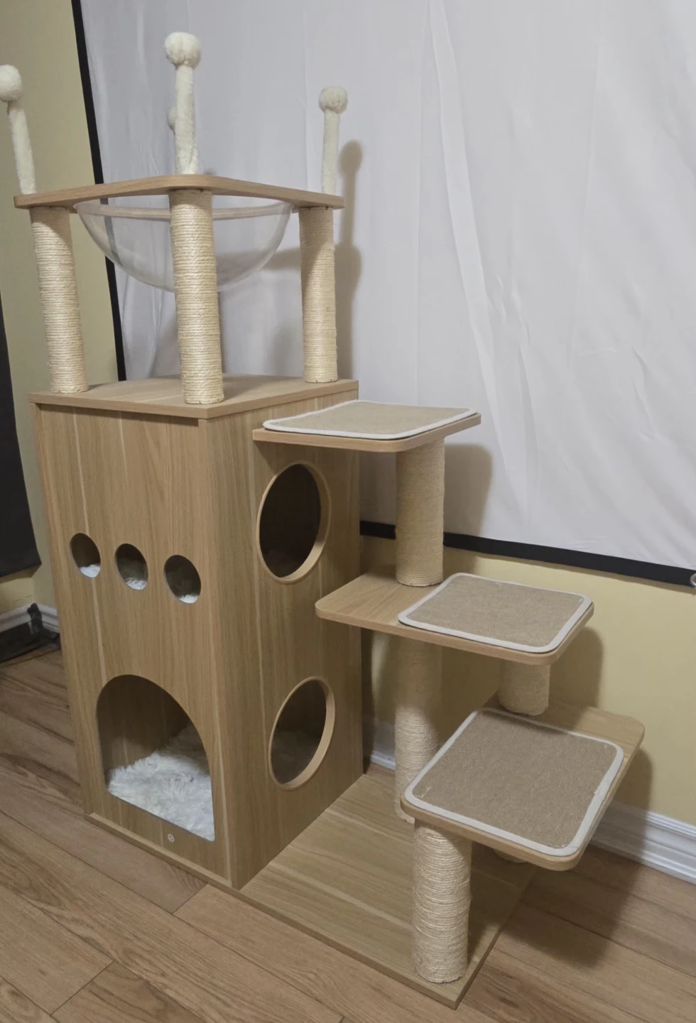 Wooden Cat Tree Condo with Hammock and Perches - photo 2