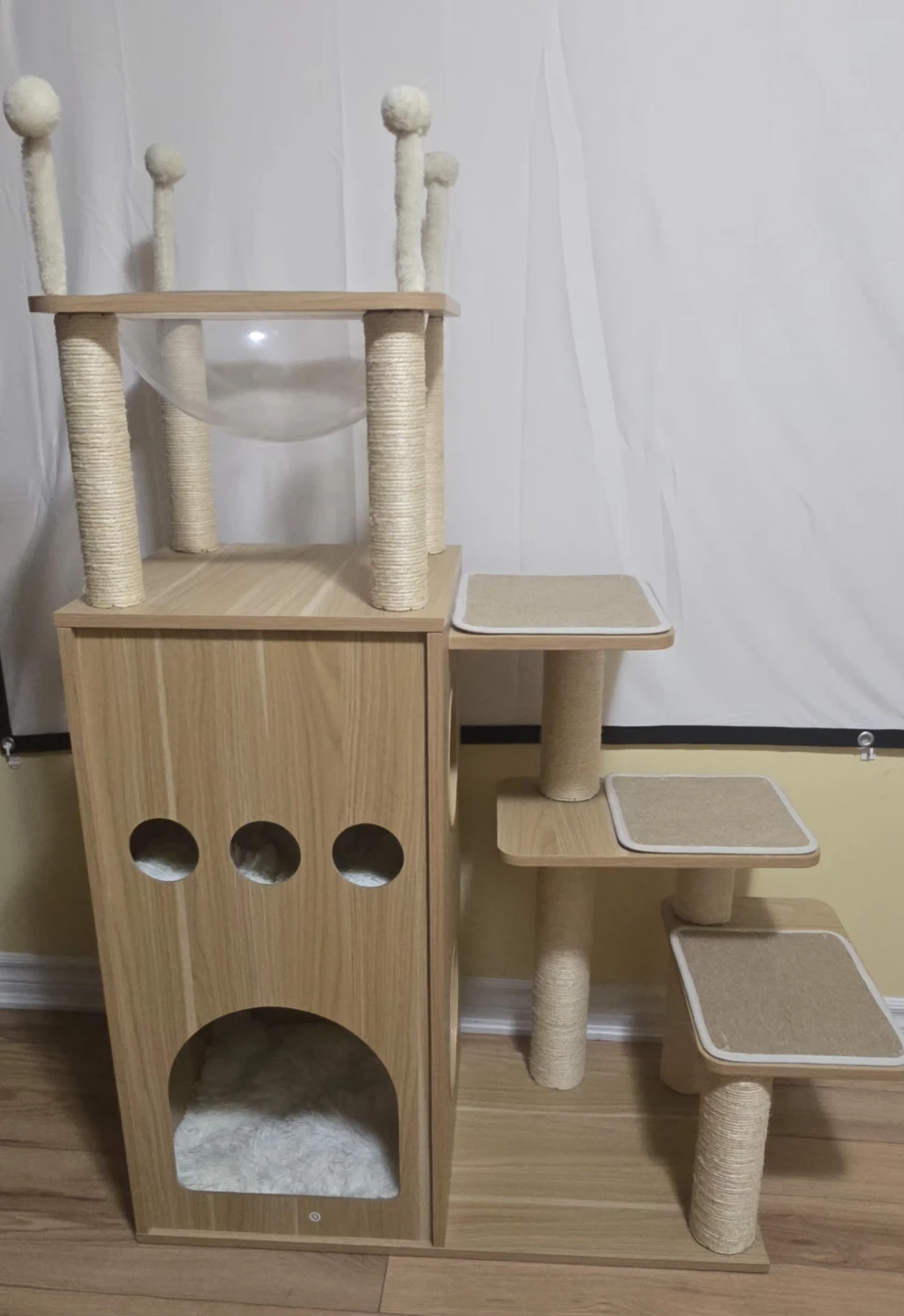 Wooden Cat Tree Condo with Hammock and Perches - photo 3