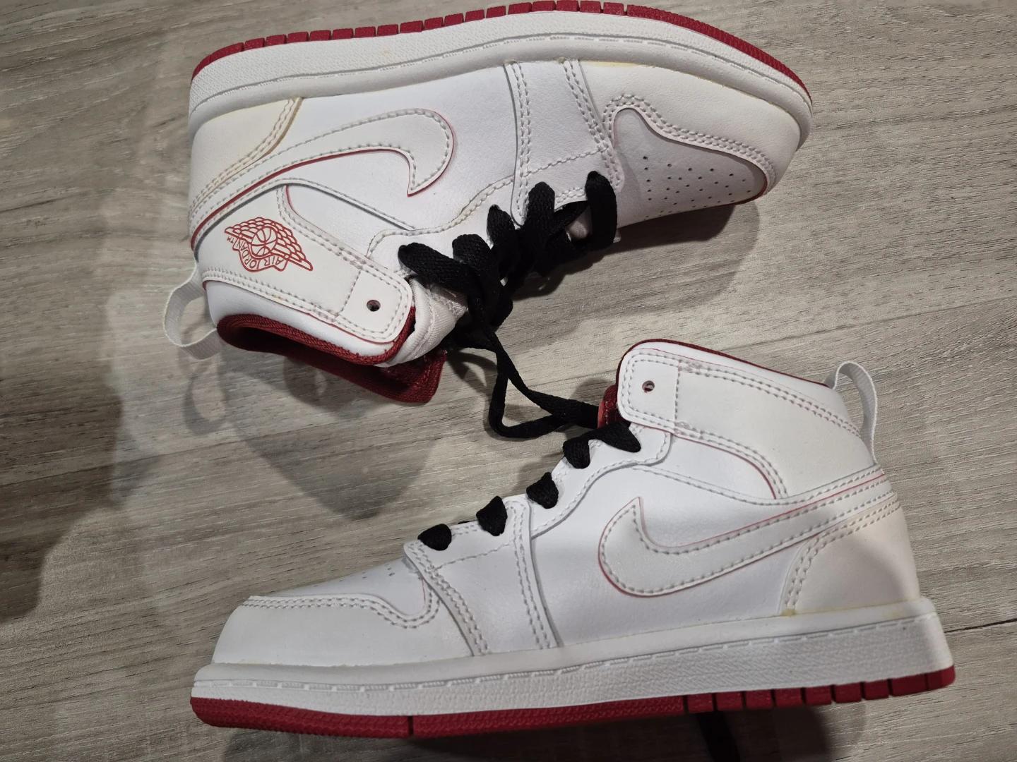 [NEW] Jordan 1 Mid BP White/Gym Red-Black Toddler Shoes 12C