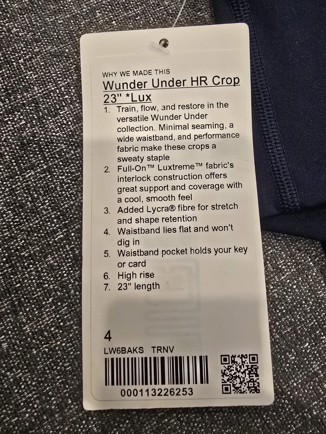 Lululemon Wunder Under HR Crop 23" Leggings Size 4 Navy - photo 3