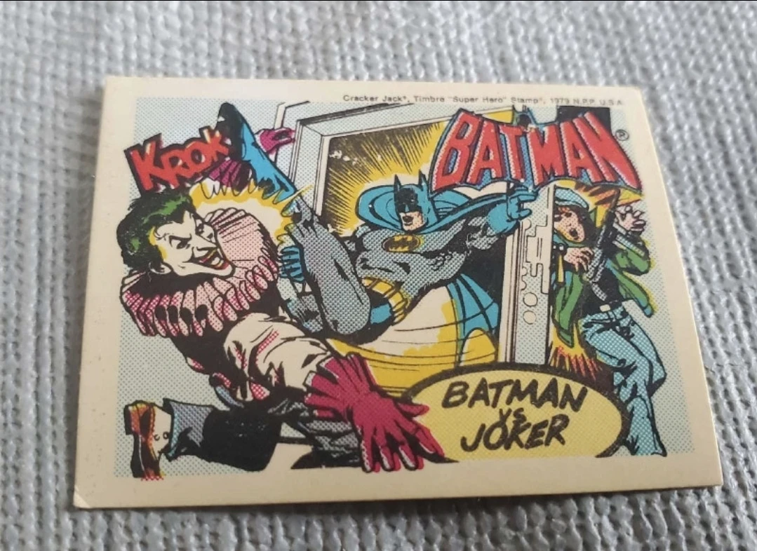 1979 Cracker jack DC comics batman vs Joker stamp card