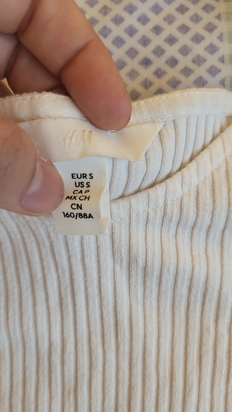 H&M Ribbed Long Sleeve Top - Cream - Size S - photo 2