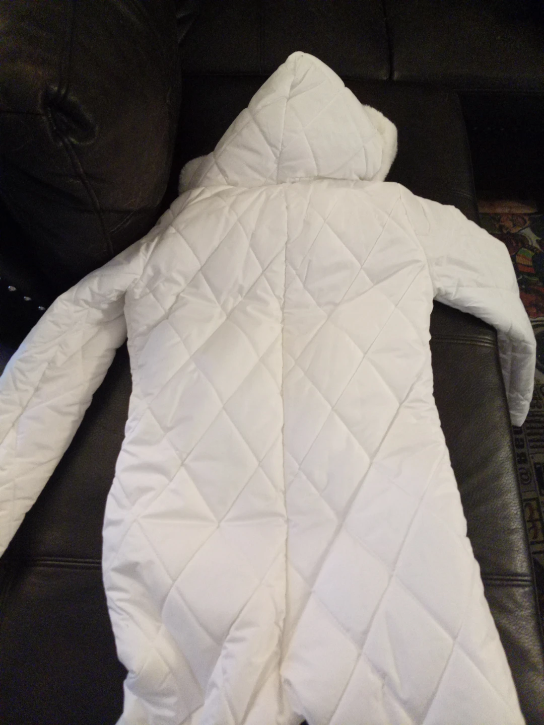 White Quilted Snowsuit with Faux Fur Trim - photo 3