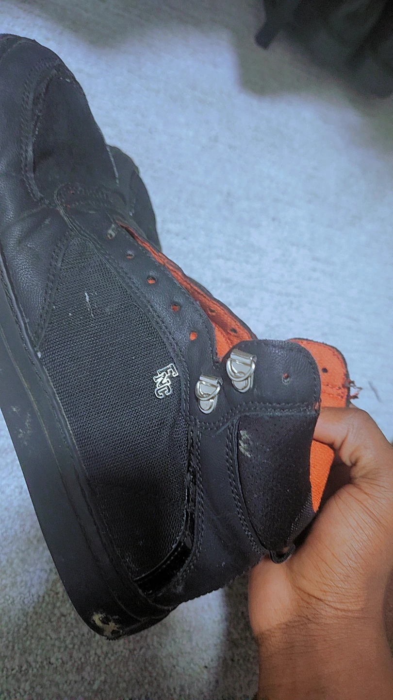 Black and Orange High-Top Sneakers