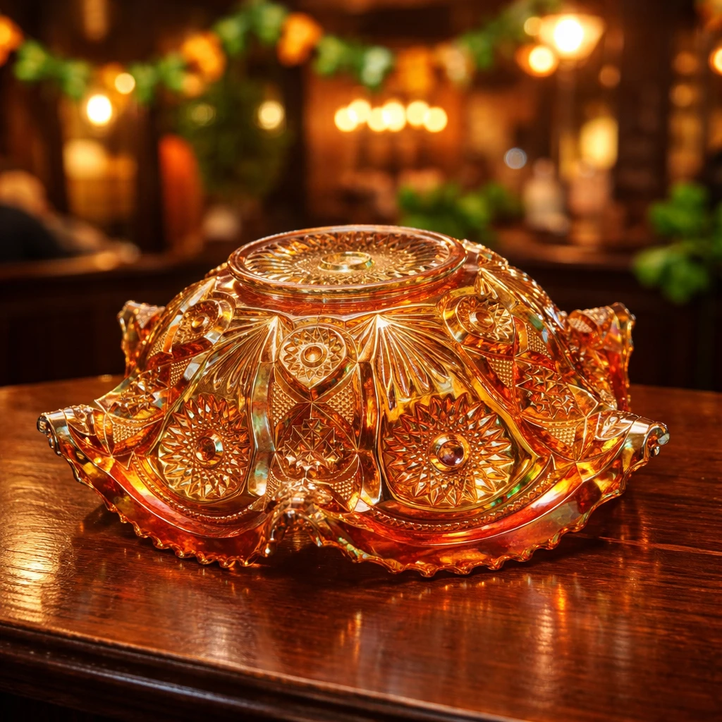 Vintage Marigold Carnival Glass Bowl - Imperial Glass