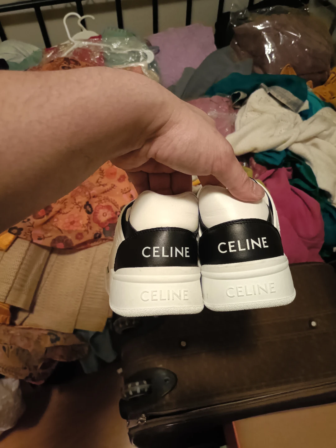 CELINE White and Black Leather Sneakers - photo 2