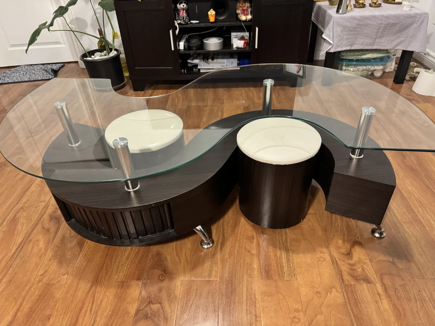 Modern S-Shape Glass Coffee Table