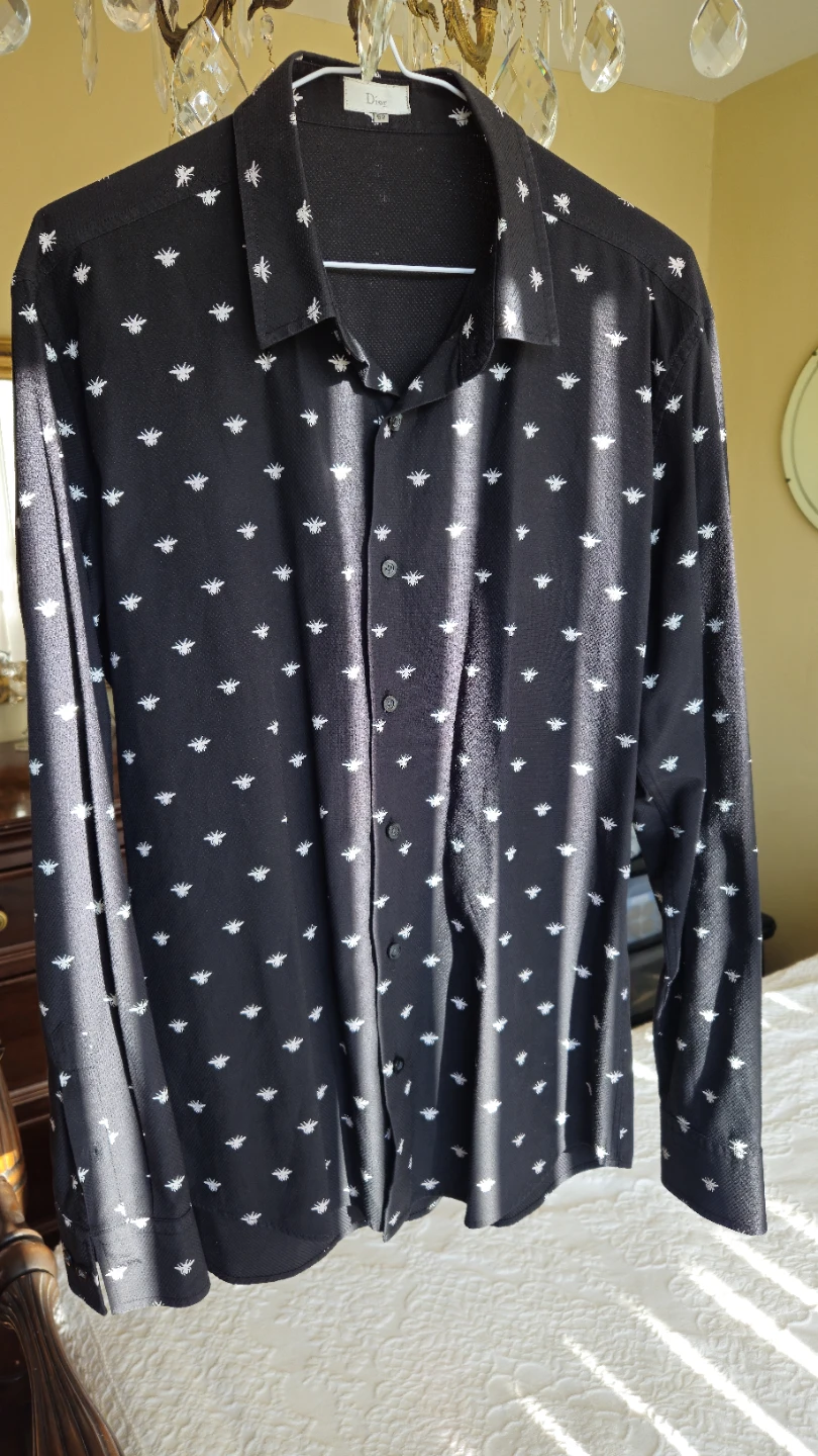Shirt Dior Black Bee Embroidered Button-Up Shirt Size Medium - photo 3