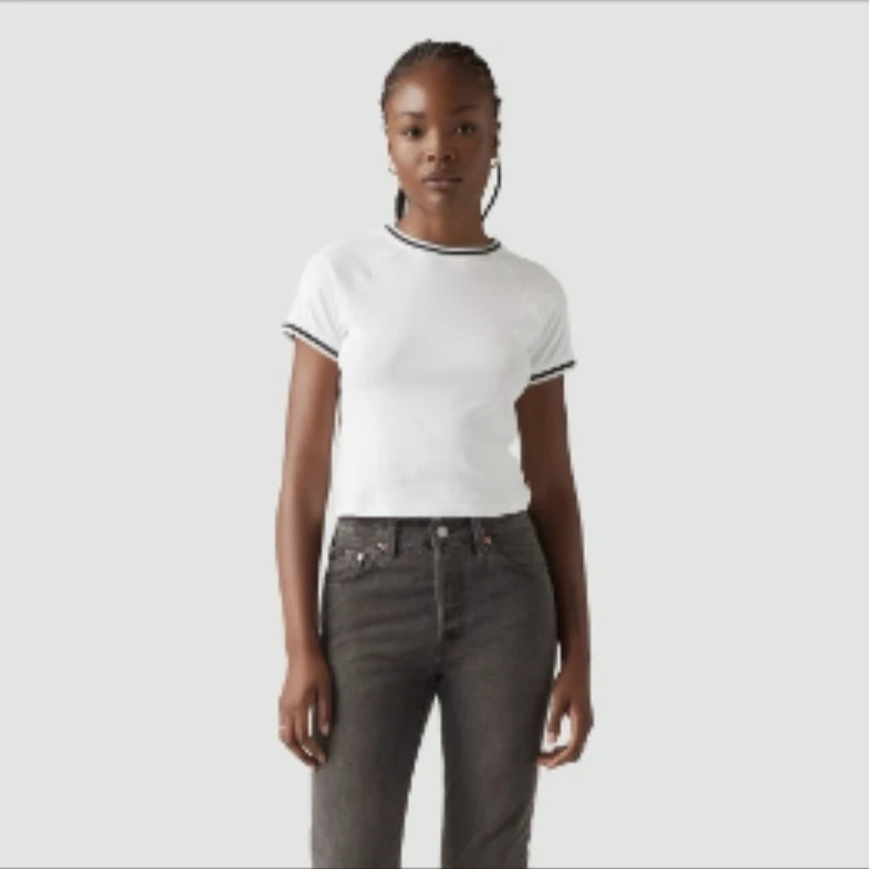 Levi's White T-Shirt with Black Trim - XS - photo 2