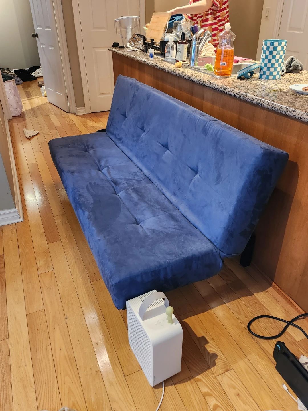 Blue Futon Sofa Bed OBO - photo 3