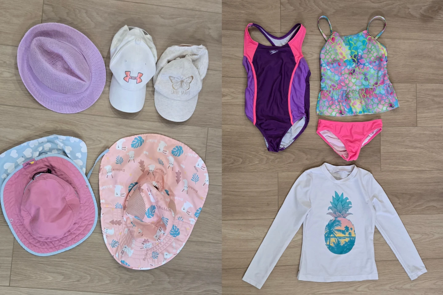 Girls Swimwear & Hats Bundle size 8