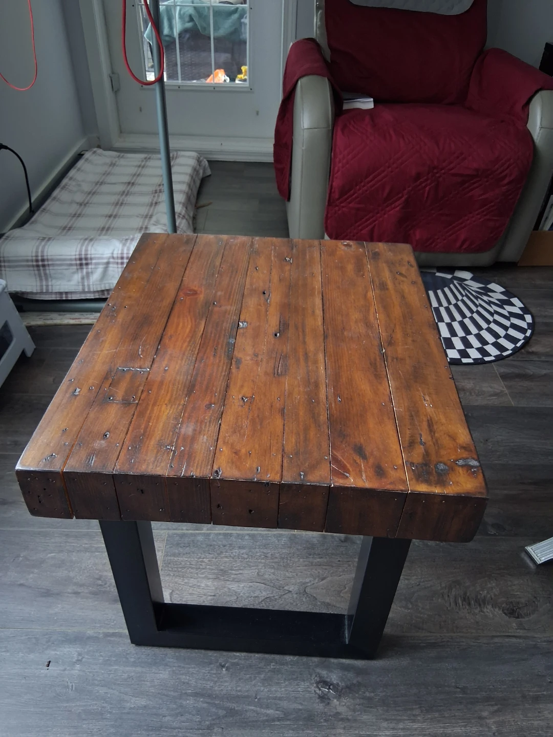Rustic Wood Coffee Table with Black Metal Legs - photo 2