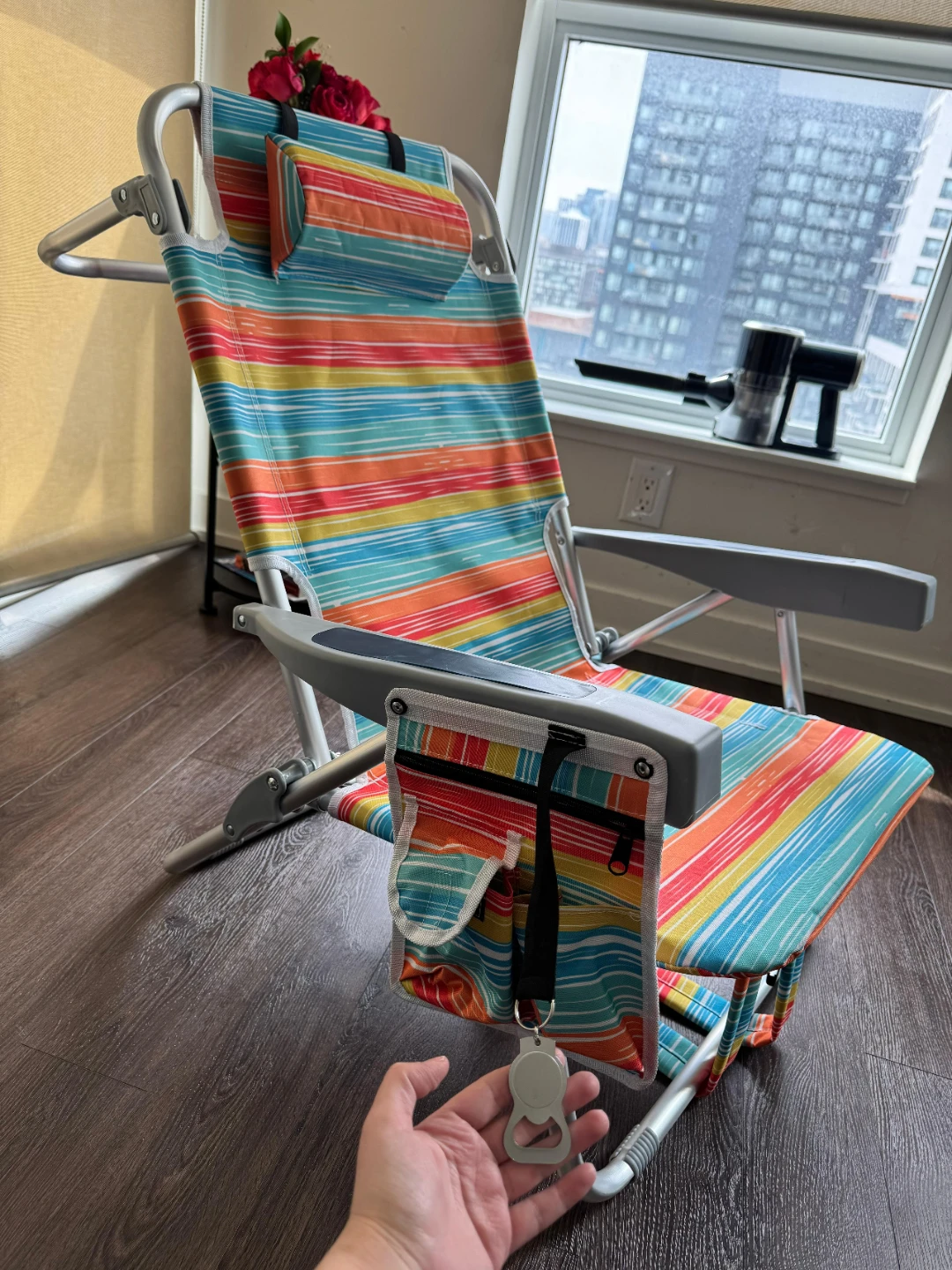 PASAMIC Portable Beach Chair with Cooler Pouch - photo 2