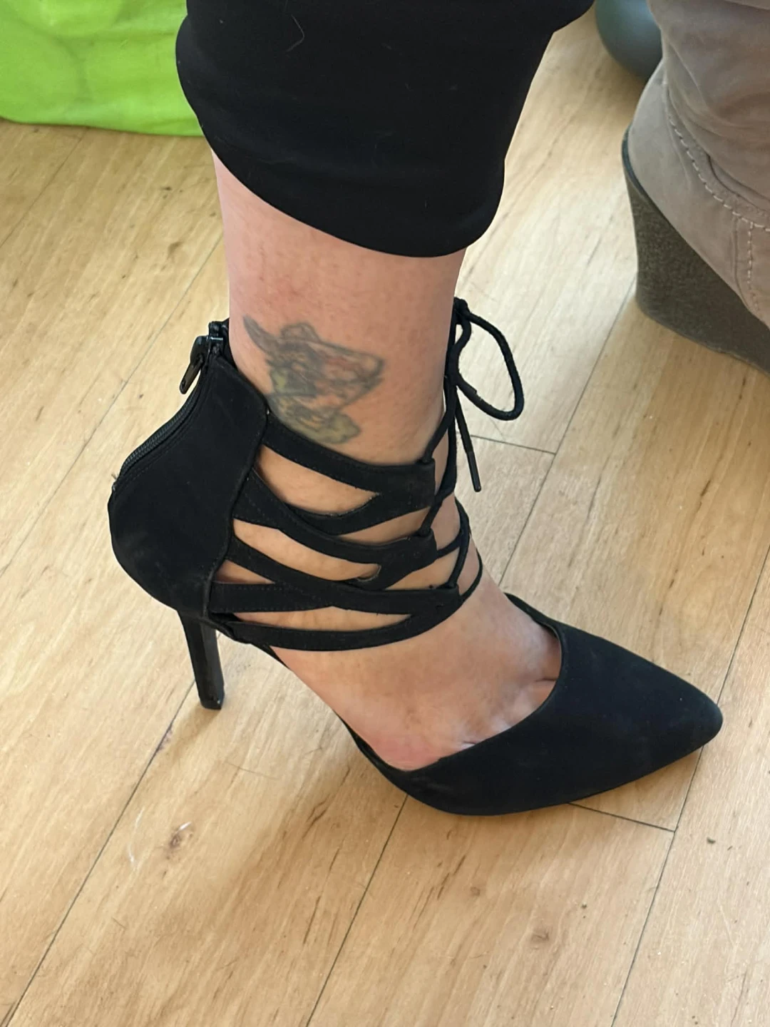 Black Suede Lace-Up Stiletto Heels - photo 2
