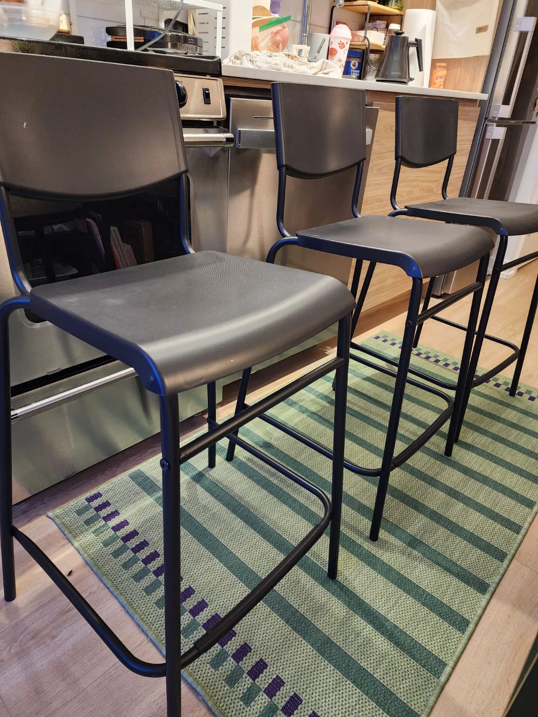 Set of 3  IKEA Black Bar stools - photo 2