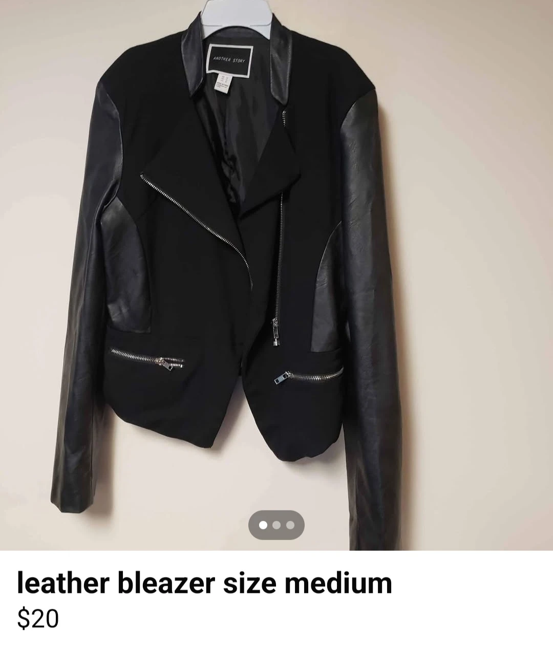 Another Story Black Faux Leather Sleeve Blazer - Size Medium