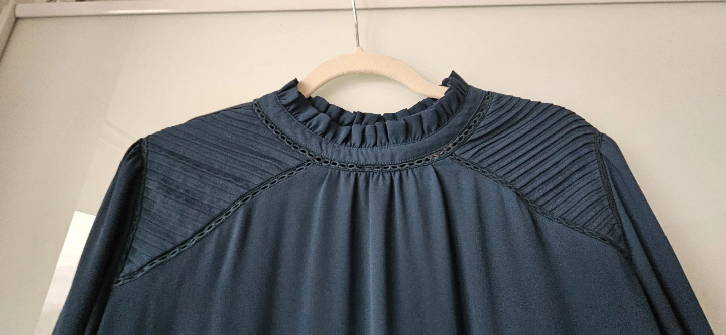 LOFT Dark Teal Mock Neck Blouse - Size Medium - photo 2