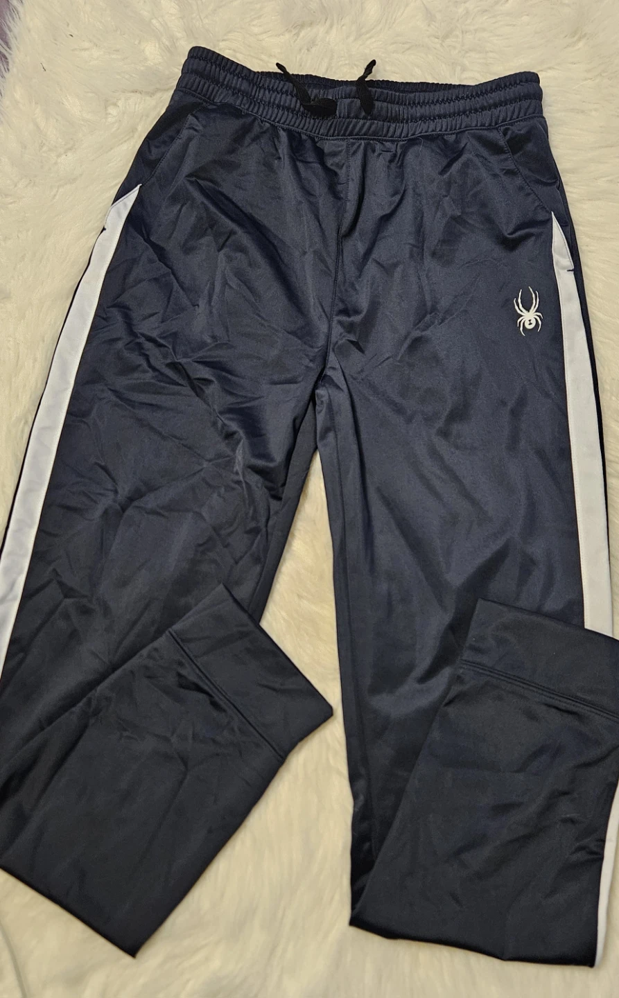 Spyder Logo Track Pants - Black & White Stripe - photo 2